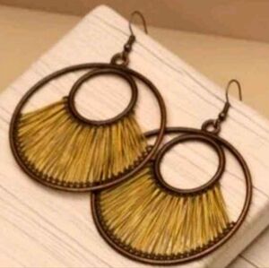 Bronze and Yellow String Earrings